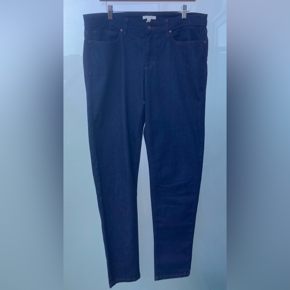 EILEEN FISHER Sz 14 Dark  Wash 5 Pockets Tapered Leg High Waisted Jeans NWOT